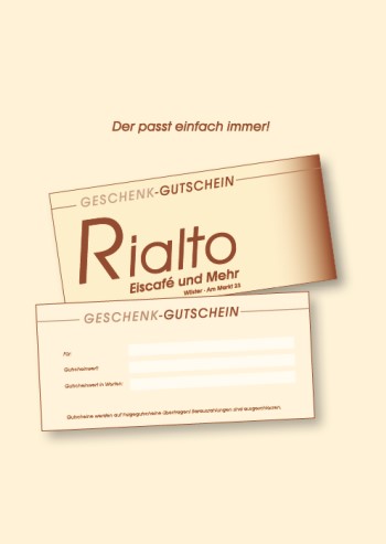 Rialto Eiscafe und Mehr - Geschenk-Gutschein